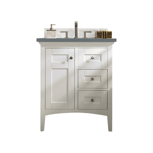 James Martin Vanities Palisades 30" Bright White Single Vanity With 3cm Cala Blue Quartz Top