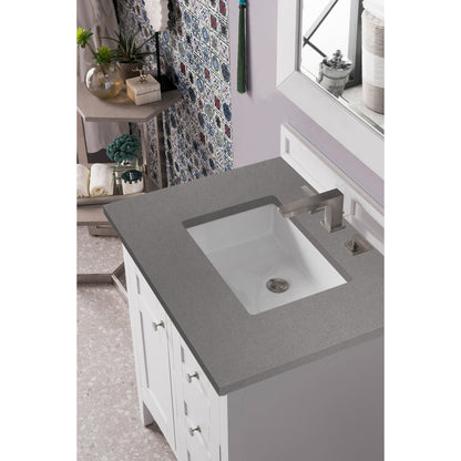 James Martin Vanities Palisades 30" Bright White Single Vanity With 3cm Grey Expo Quartz Top