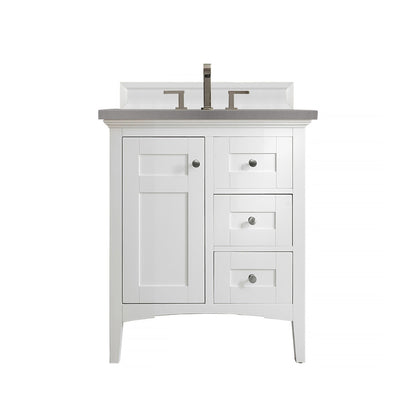 James Martin Vanities Palisades 30" Bright White Single Vanity With 3cm Grey Expo Quartz Top