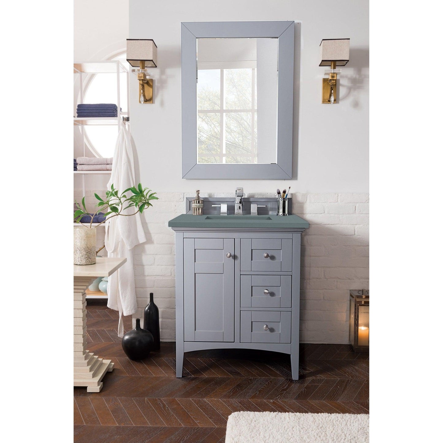 James Martin Vanities Palisades 30" Silver Gray Single Vanity With 3cm Cala Blue Quartz Top