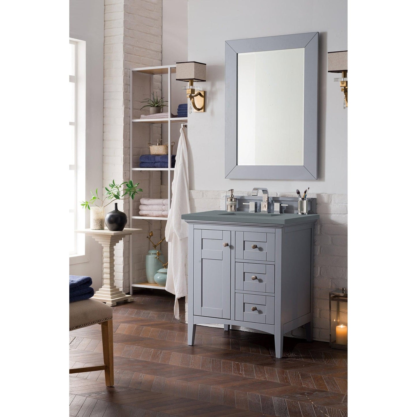 James Martin Vanities Palisades 30" Silver Gray Single Vanity With 3cm Cala Blue Quartz Top