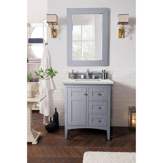 James Martin Vanities Palisades 30" Silver Gray Single Vanity With 3cm Eternal Jasmine Pearl Quartz Top