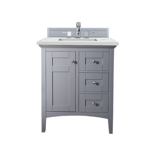 James Martin Vanities Palisades 30" Silver Gray Single Vanity With 3cm Ethereal Noctis Quartz Top