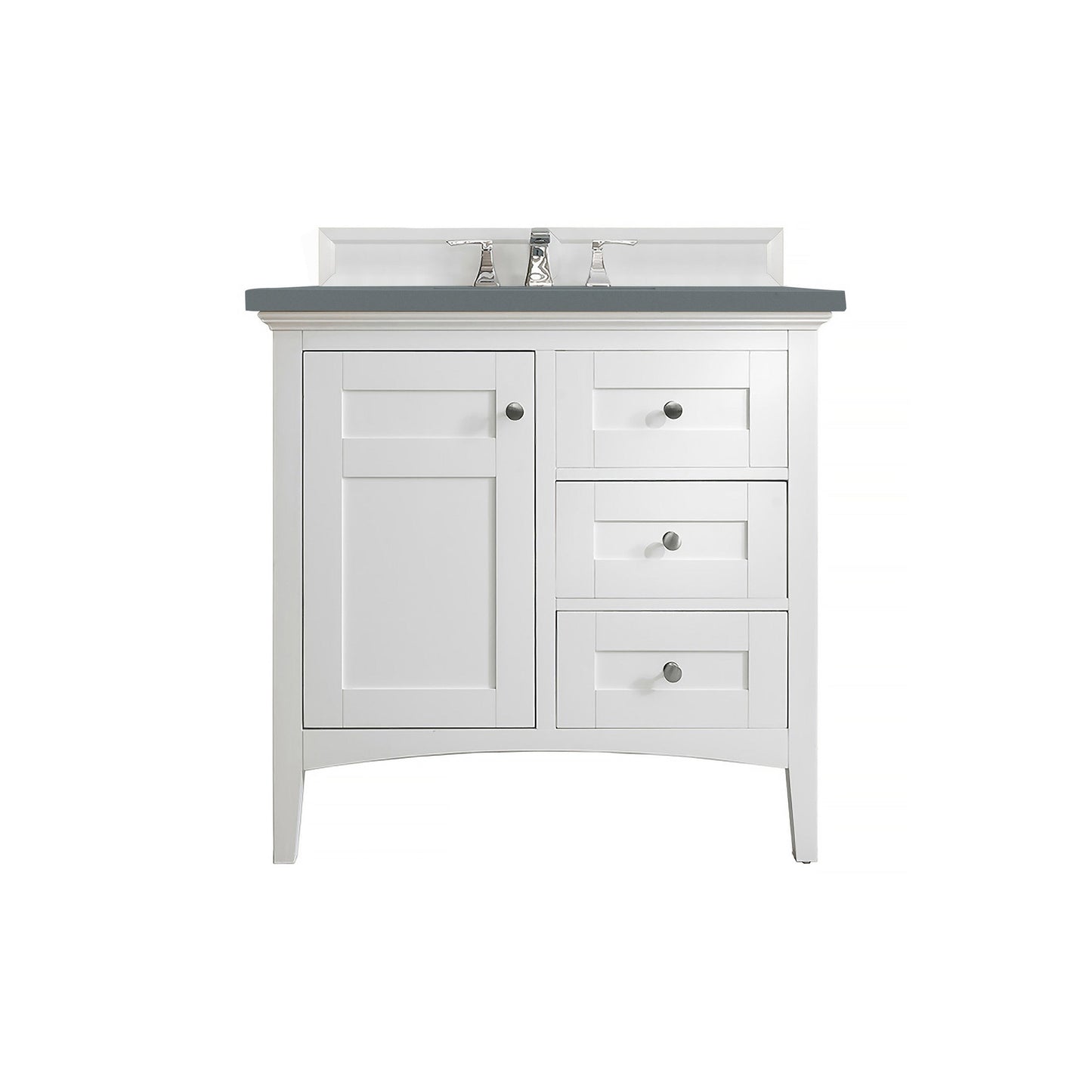 James Martin Vanities Palisades 36" Bright White Single Vanity With 3cm Cala Blue Quartz Top