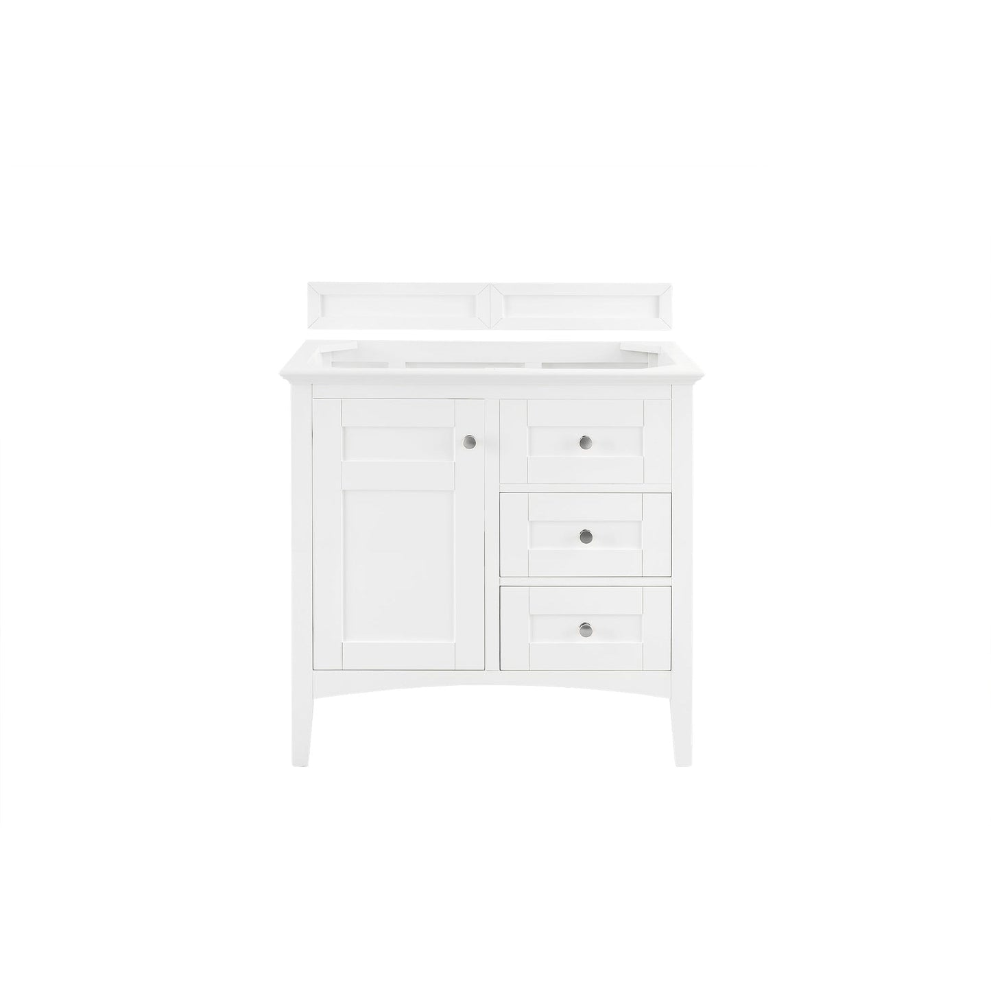 James Martin Vanities Palisades 36" Bright White Single Vanity With 3cm Grey Expo Quartz Top