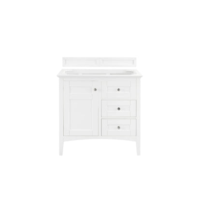 James Martin Vanities Palisades 36" Bright White Single Vanity With 3cm Grey Expo Quartz Top