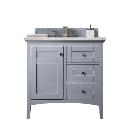 James Martin Vanities Palisades 36" Silver Gray Single Vanity With 3cm Arctic Fall Solid Surface Top