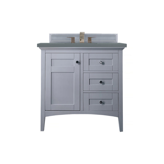 James Martin Vanities Palisades 36" Silver Gray Single Vanity With 3cm Cala Blue Quartz Top