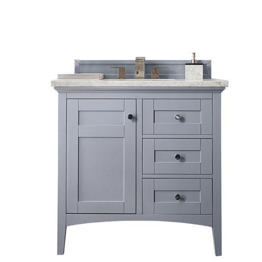 James Martin Vanities Palisades 36" Silver Gray Single Vanity With 3cm Carrara Marble Top