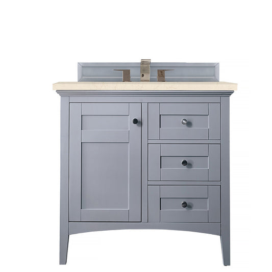 James Martin Vanities Palisades 36" Silver Gray Single Vanity With 3cm Eternal Marfil Quartz Top