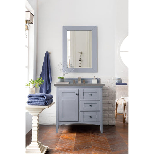 James Martin Vanities Palisades 36" Silver Gray Single Vanity With 3cm Grey Expo Quartz Top