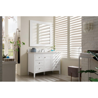 James Martin Vanities Palisades 48" Bright White Single Vanity With 3cm Arctic Fall Solid Surface Top