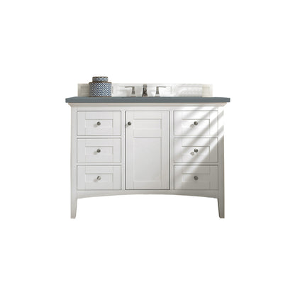 James Martin Vanities Palisades 48" Bright White Single Vanity With 3cm Cala Blue Quartz Top