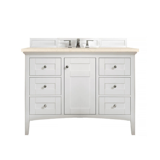 James Martin Vanities Palisades 48" Bright White Single Vanity With 3cm Eternal Marfil Quartz Top