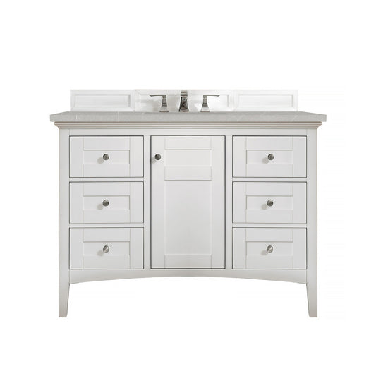 James Martin Vanities Palisades 48" Bright White Single Vanity With 3cm Eternal Serena Quartz Top