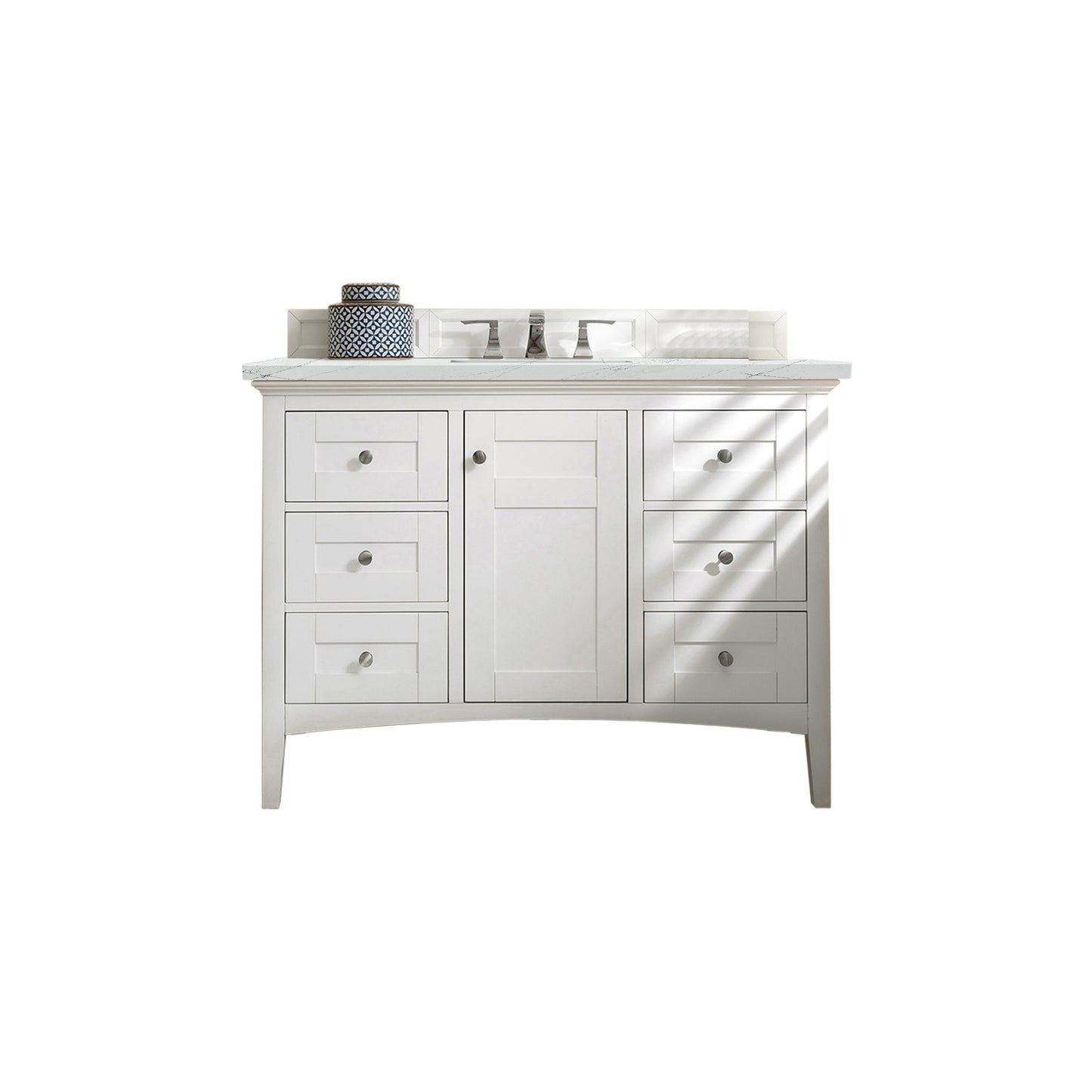 James Martin Vanities Palisades 48" Bright White Single Vanity With 3cm Ethereal Noctis Quartz Top