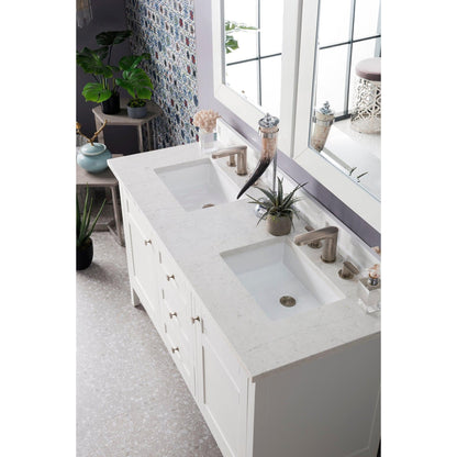 James Martin Vanities Palisades 60" Bright White Double Vanity With 3cm Eternal Jasmine Pearl Quartz Top