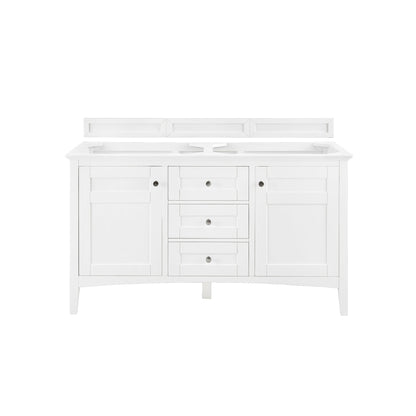 James Martin Vanities Palisades 60" Bright White Double Vanity With 3cm Grey Expo Quartz Top