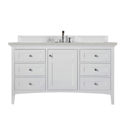 James Martin Vanities Palisades 60" Bright White Single Vanity With 3cm Eternal Serena Quartz Top