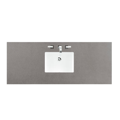 James Martin Vanities Palisades 60" Bright White Single Vanity With 3cm Grey Expo Quartz Top