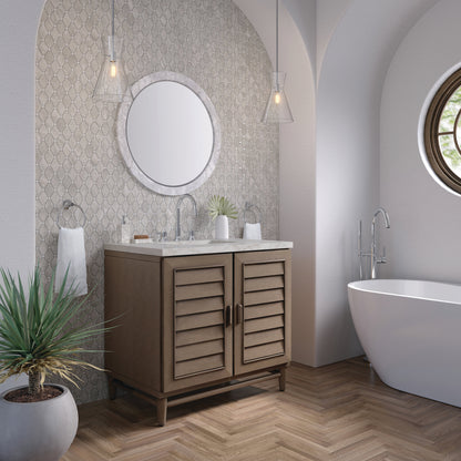 James Martin Vanities Portland 36" Whitewashed Walnut Single Vanity With 3 cm Victorian Silver Quartz Top