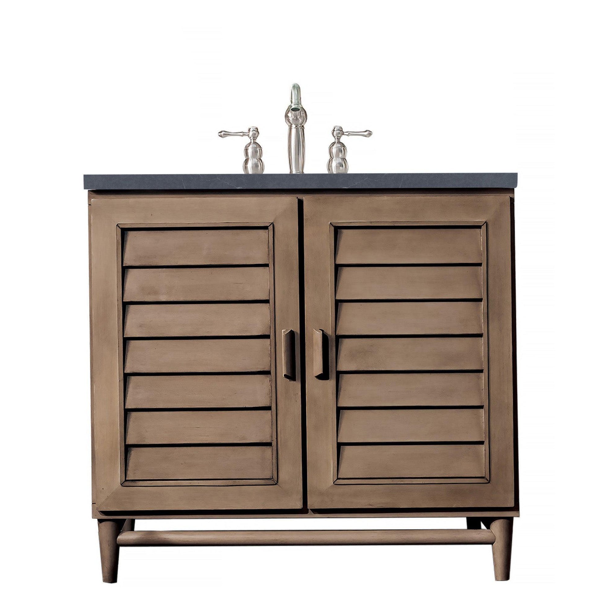 James Martin Vanities Portland 36" Whitewashed Walnut Single Vanity With 3cm Charcoal Soapstone Quartz Top