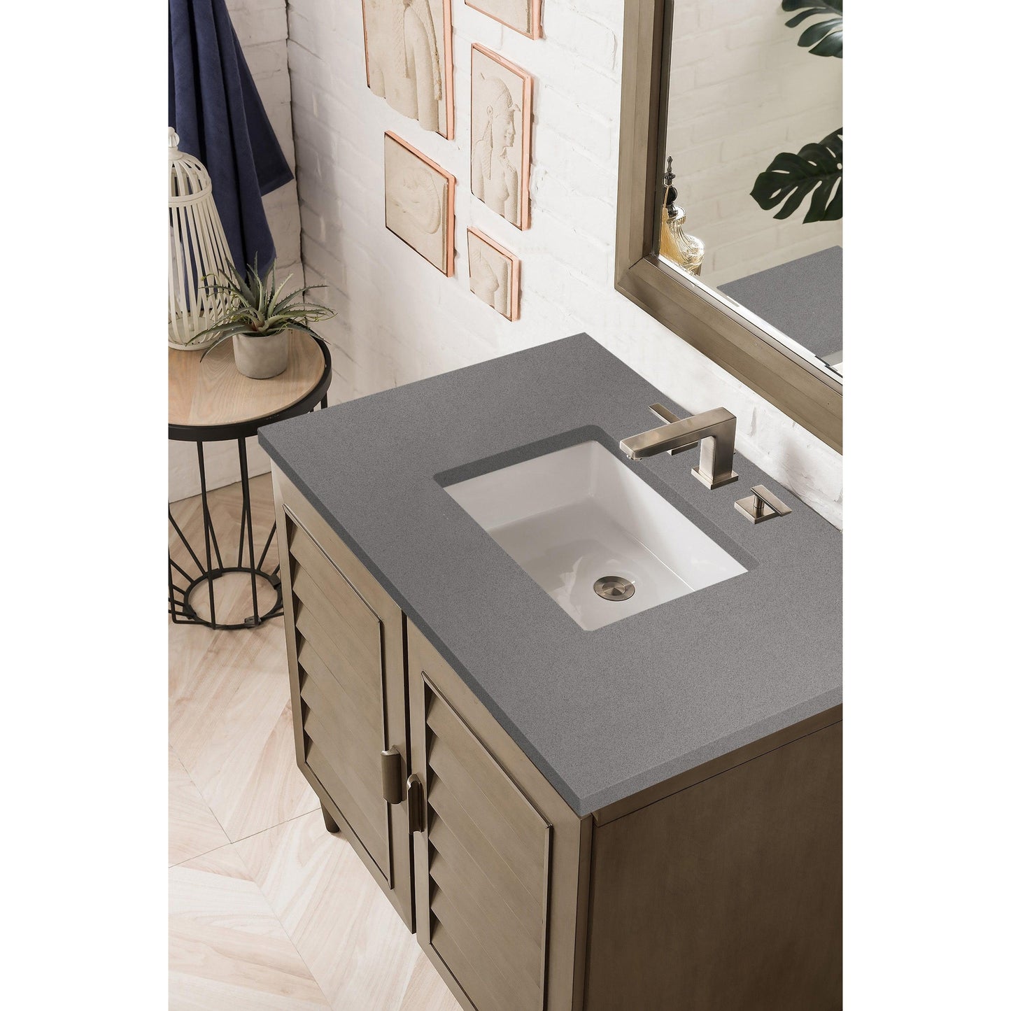 James Martin Vanities Portland 36" Whitewashed Walnut Single Vanity With 3cm Grey Expo Quartz Top