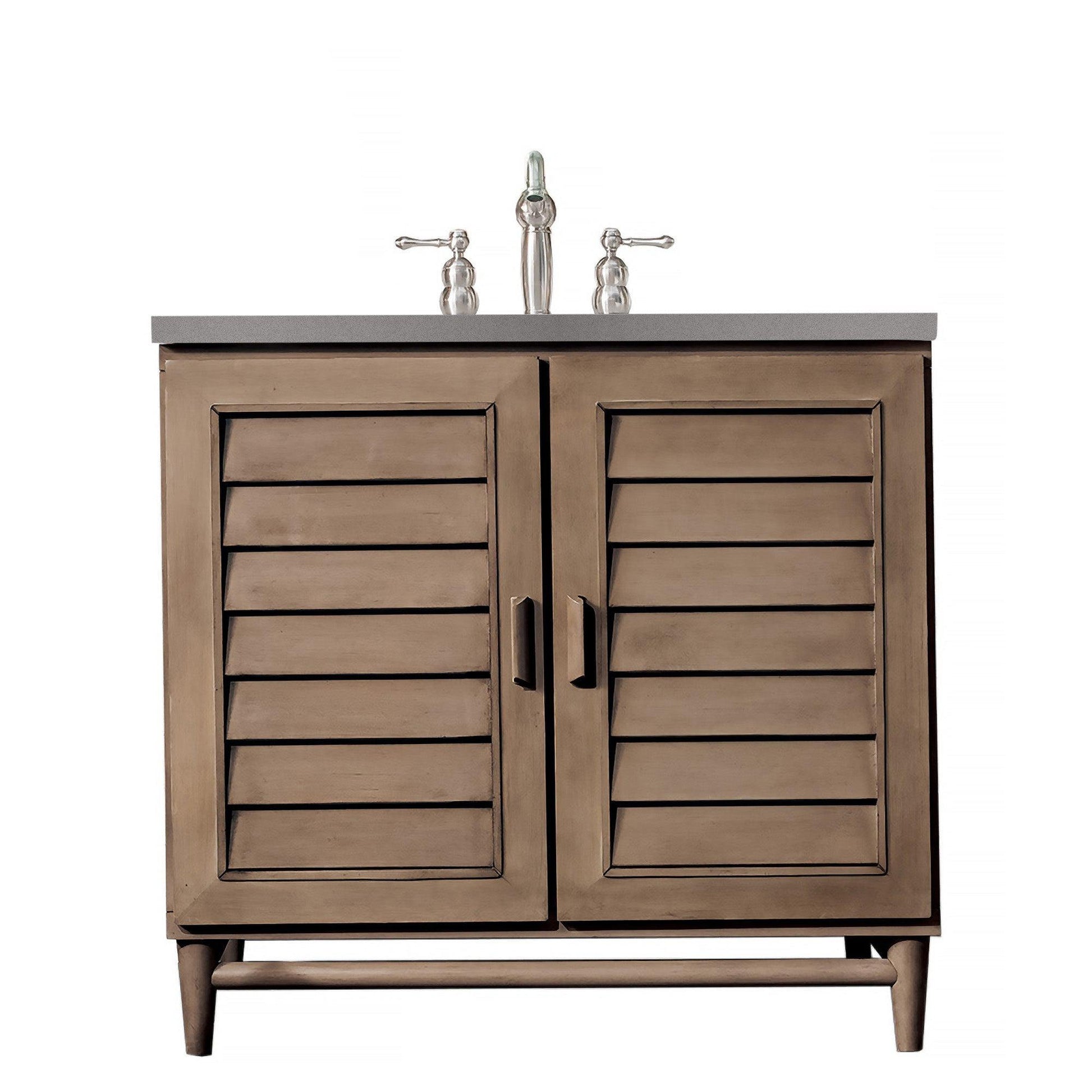 James Martin Vanities Portland 36" Whitewashed Walnut Single Vanity With 3cm Grey Expo Quartz Top