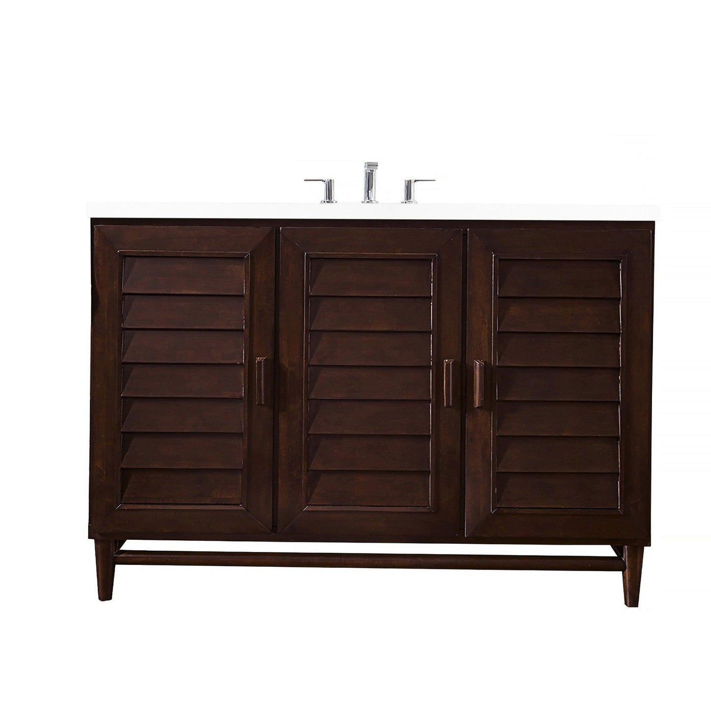 James Martin Vanities Portland 48" Burnished Mahogany Single Vanity With 3cm White Zeus Quartz Top