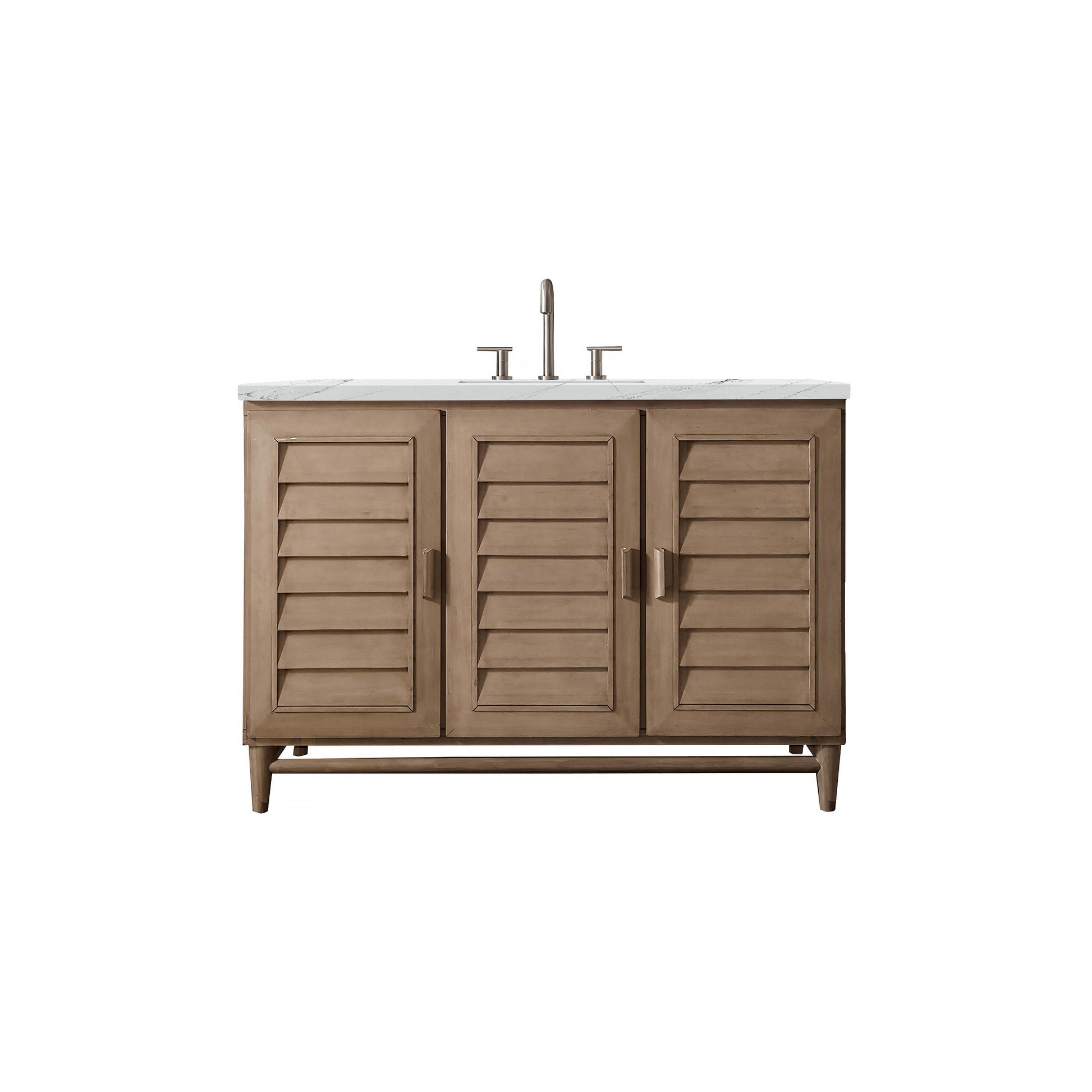 James Martin Vanities Portland 48" Whitewashed Walnut Single Vanity With 3 cm Ethereal Noctis Silestone Top and FreePower Wireless Charger