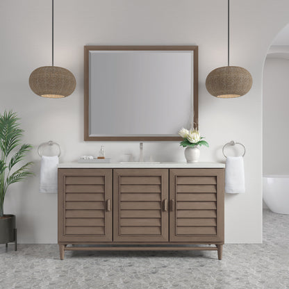 James Martin Vanities Portland 60" Whitewashed Walnut Single Vanity With 3 cm Lime Delight Quartz Top