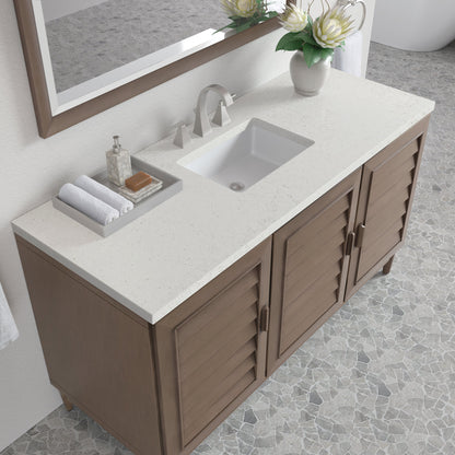 James Martin Vanities Portland 60" Whitewashed Walnut Single Vanity With 3 cm Lime Delight Quartz Top