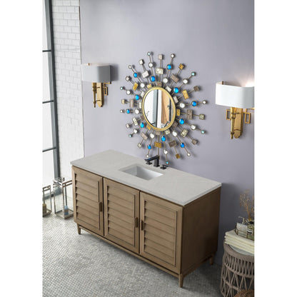 James Martin Vanities Portland 60" Whitewashed Walnut Single Vanity With 3cm Eternal Serena Quartz Top