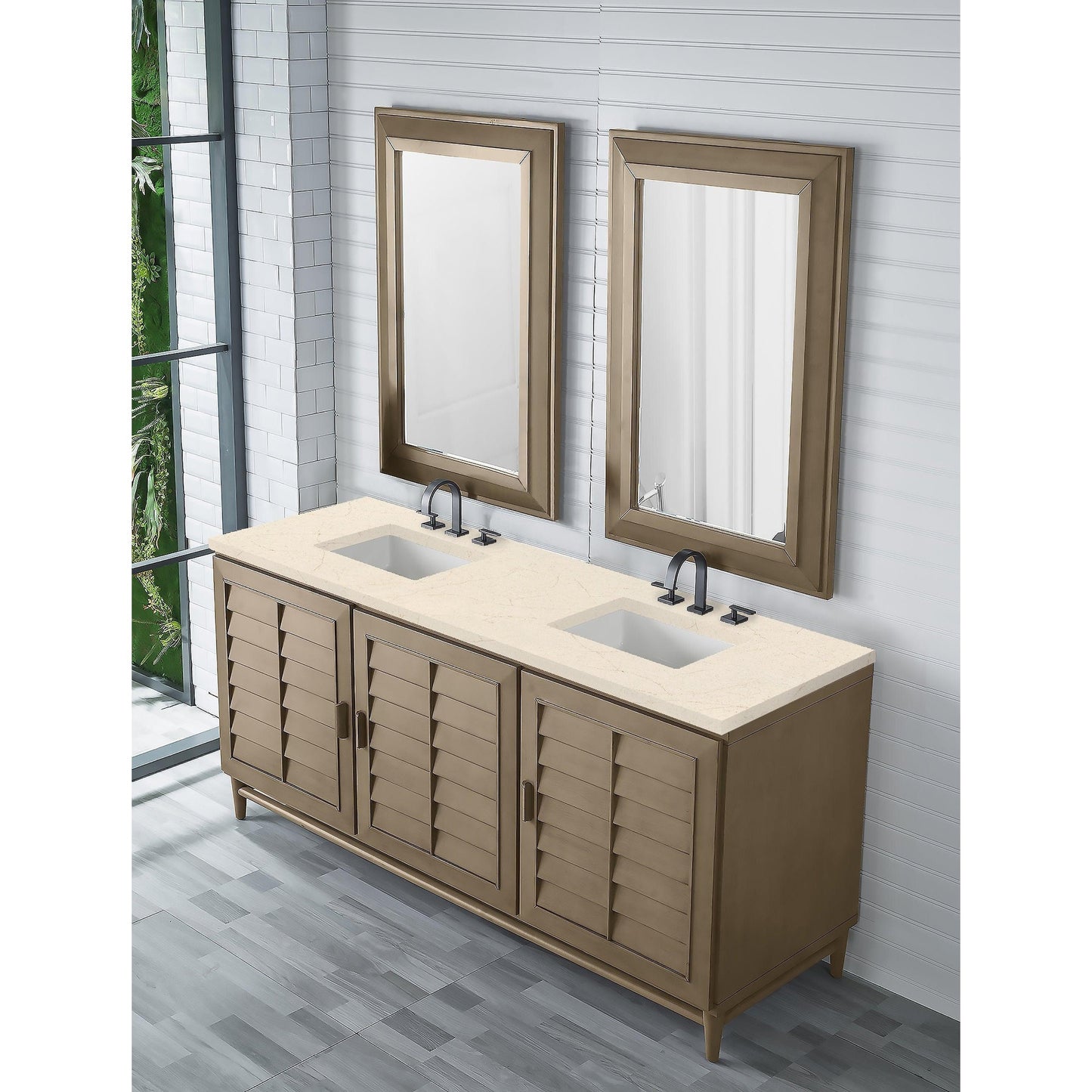 James Martin Vanities Portland 72" Whitewashed Walnut Double Vanity With 3cm Eternal Marfil Quartz Top