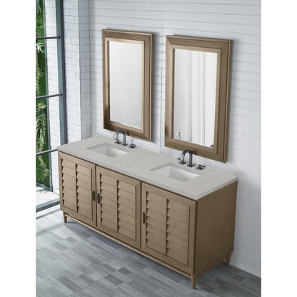 James Martin Vanities Portland 72" Whitewashed Walnut Double Vanity With 3cm Eternal Serena Quartz Top