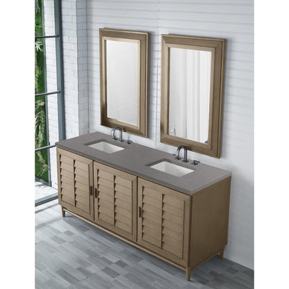 James Martin Vanities Portland 72" Whitewashed Walnut Double Vanity With 3cm Grey Expo Quartz Top