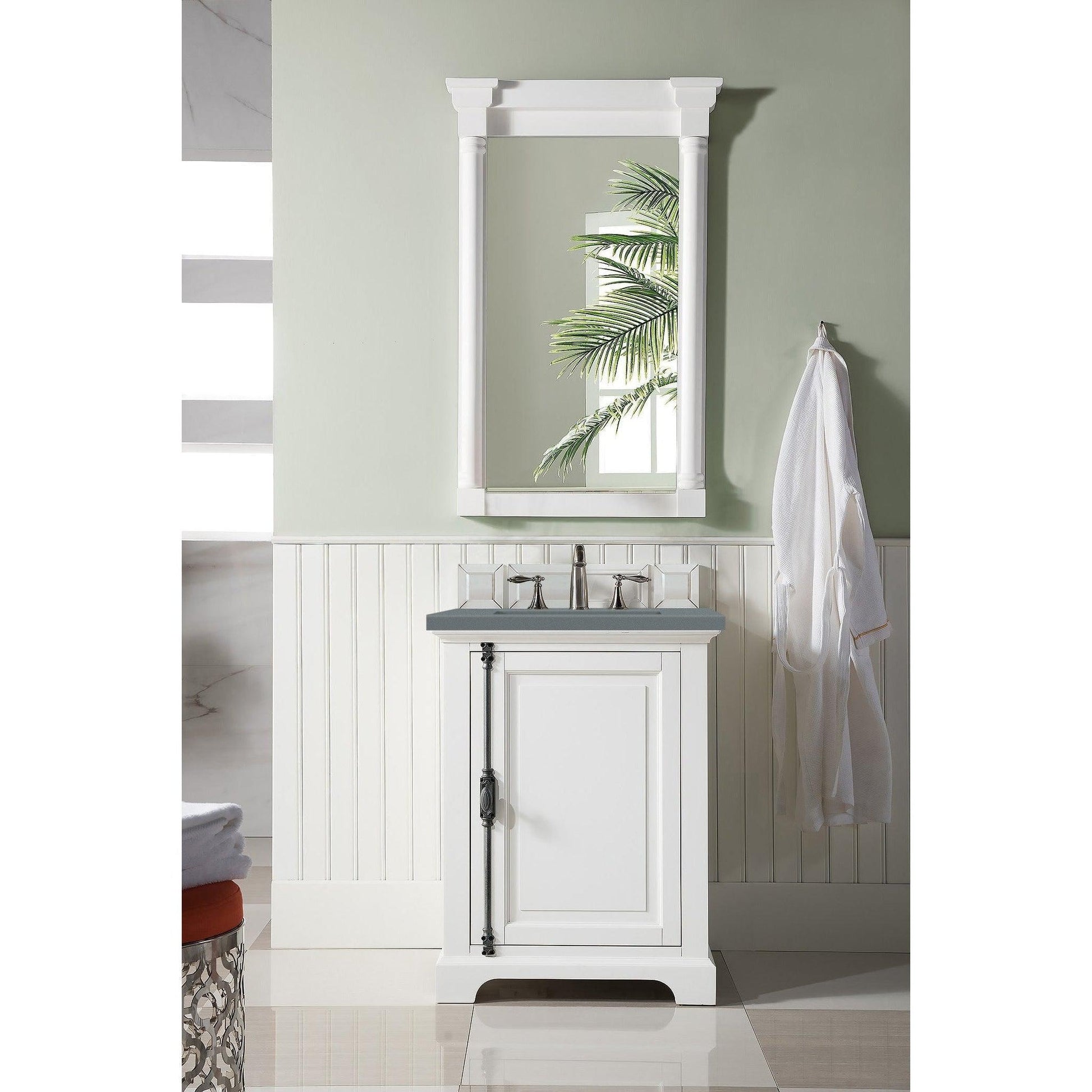 James Martin Vanities Providence 26" Bright White Single Vanity Cabinet With 3cm Cala Blue Quartz Top