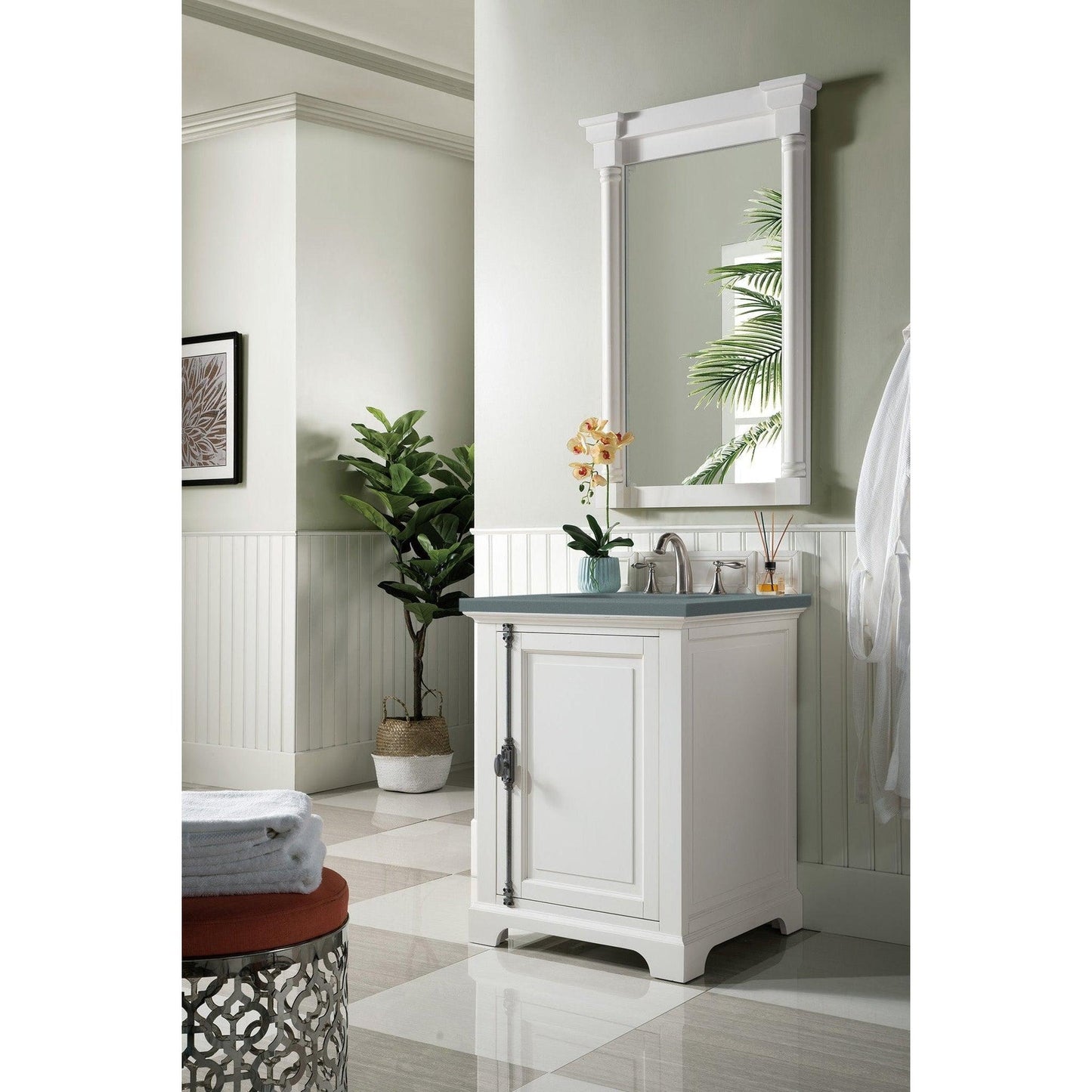 James Martin Vanities Providence 26" Bright White Single Vanity Cabinet With 3cm Cala Blue Quartz Top