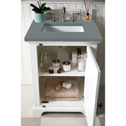 James Martin Vanities Providence 26" Bright White Single Vanity Cabinet With 3cm Cala Blue Quartz Top