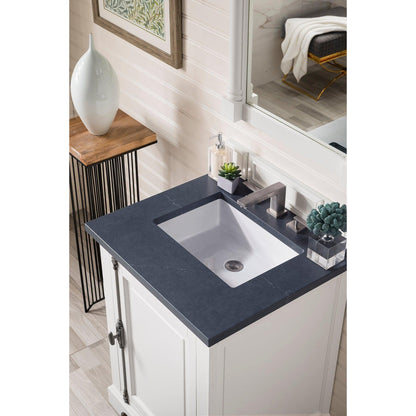 James Martin Vanities Providence 26" Bright White Single Vanity Cabinet With 3cm Charcoal Soapstone Quartz Top