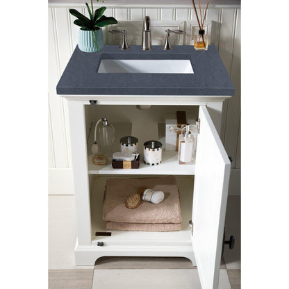 James Martin Vanities Providence 26" Bright White Single Vanity Cabinet With 3cm Charcoal Soapstone Quartz Top