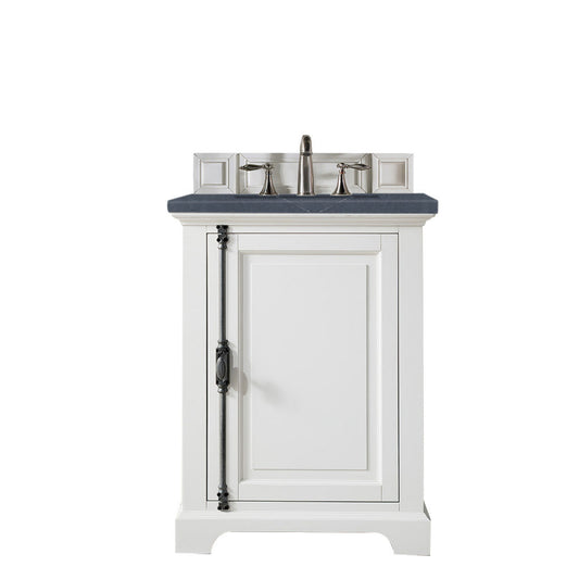 James Martin Vanities Providence 26" Bright White Single Vanity Cabinet With 3cm Charcoal Soapstone Quartz Top