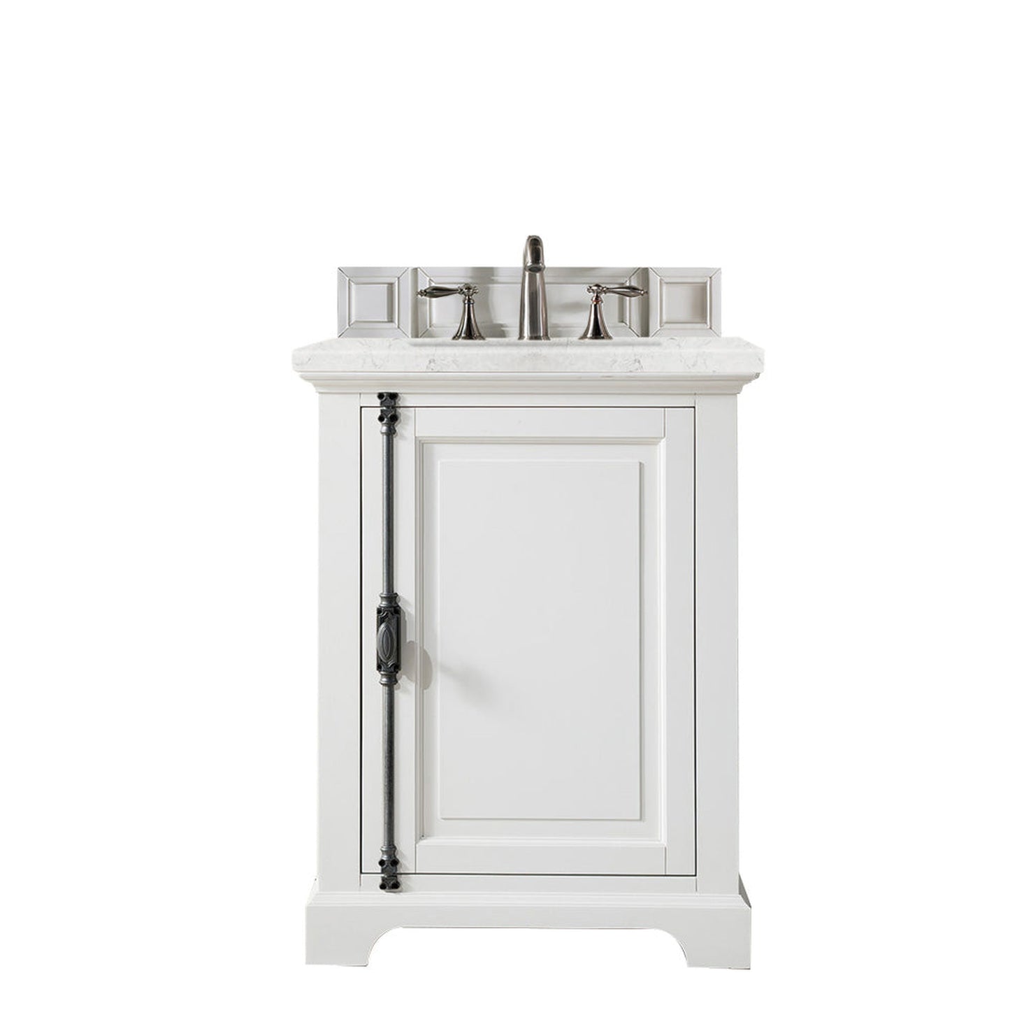 James Martin Vanities Providence 26" Bright White Single Vanity Cabinet With 3cm Eternal Jasmine Pearl Quartz Top