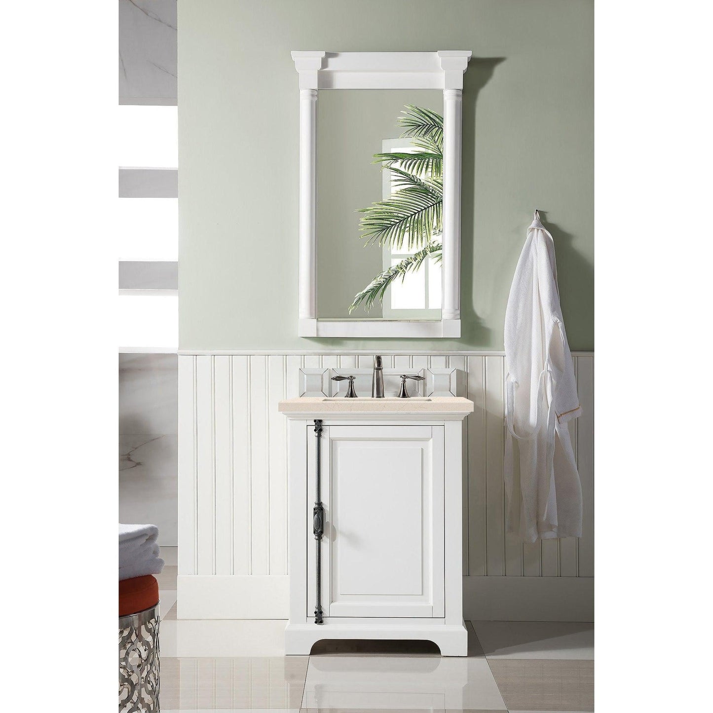 James Martin Vanities Providence 26" Bright White Single Vanity Cabinet With 3cm Eternal Marfil Quartz Top