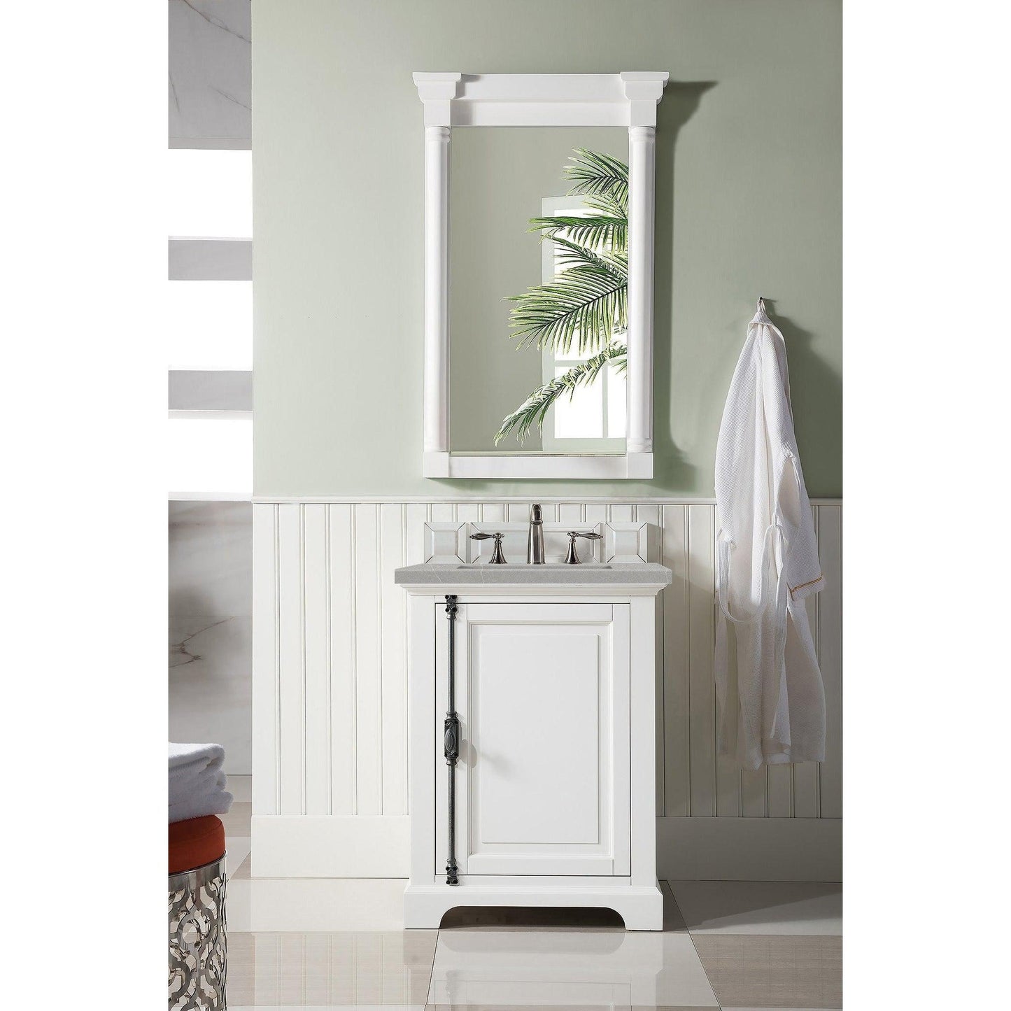 James Martin Vanities Providence 26" Bright White Single Vanity Cabinet With 3cm Eternal Serena Quartz Top