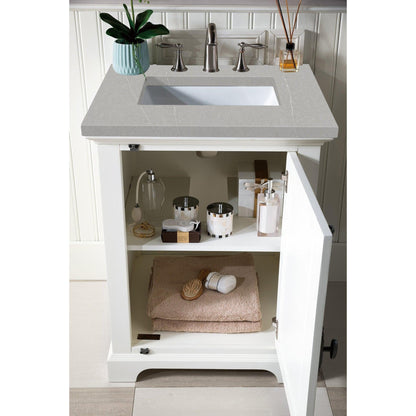 James Martin Vanities Providence 26" Bright White Single Vanity Cabinet With 3cm Eternal Serena Quartz Top