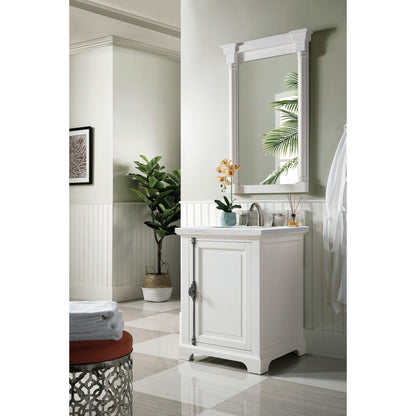 James Martin Vanities Providence 26" Bright White Single Vanity Cabinet With 3cm Ethereal Noctis Quartz Top