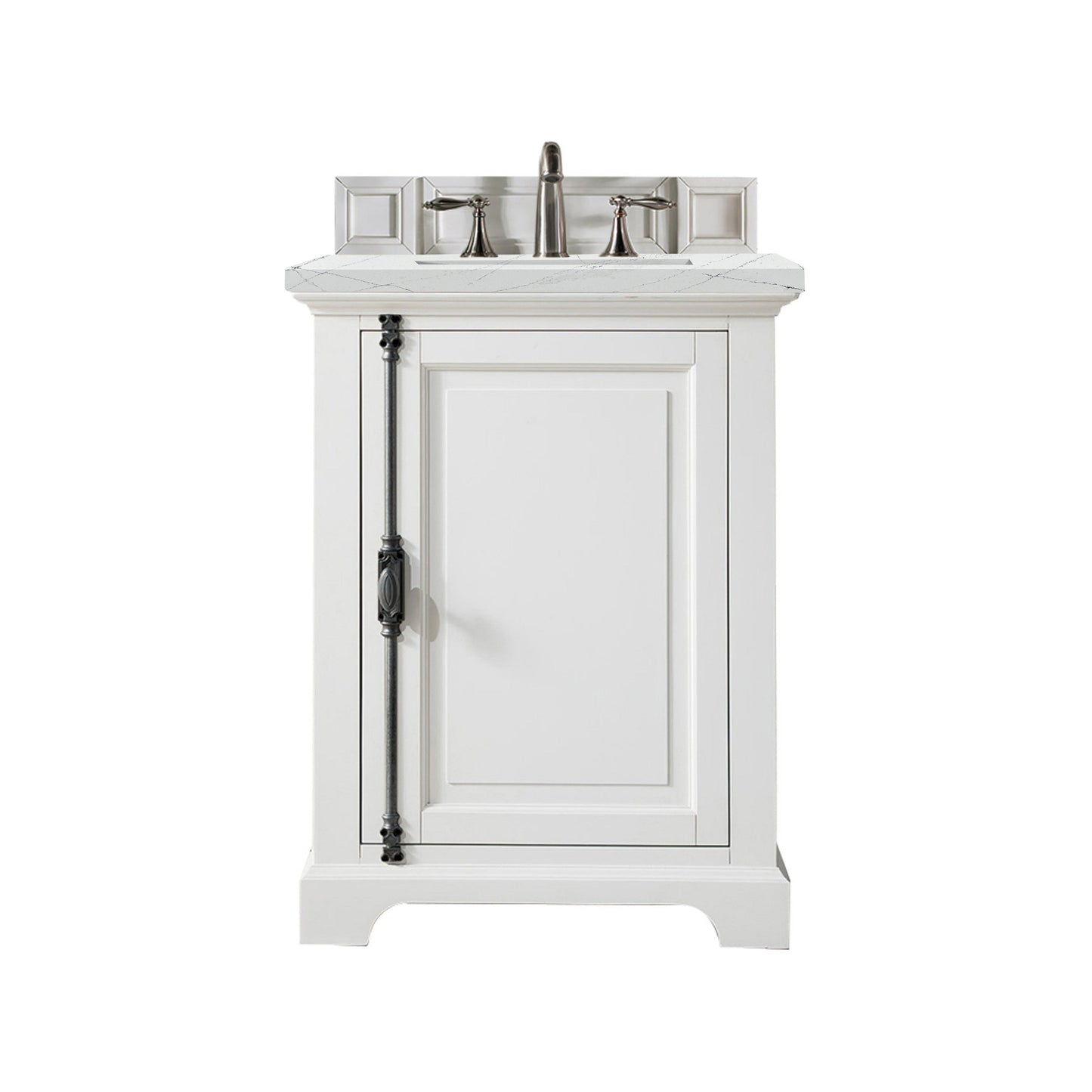 James Martin Vanities Providence 26" Bright White Single Vanity Cabinet With 3cm Ethereal Noctis Quartz Top