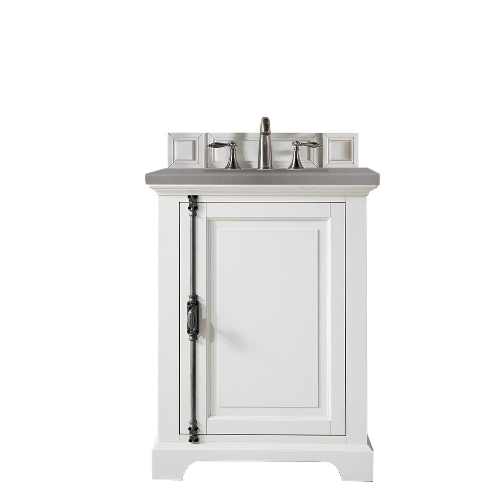 James Martin Vanities Providence 26" Bright White Single Vanity Cabinet With 3cm Grey Expo Quartz Top