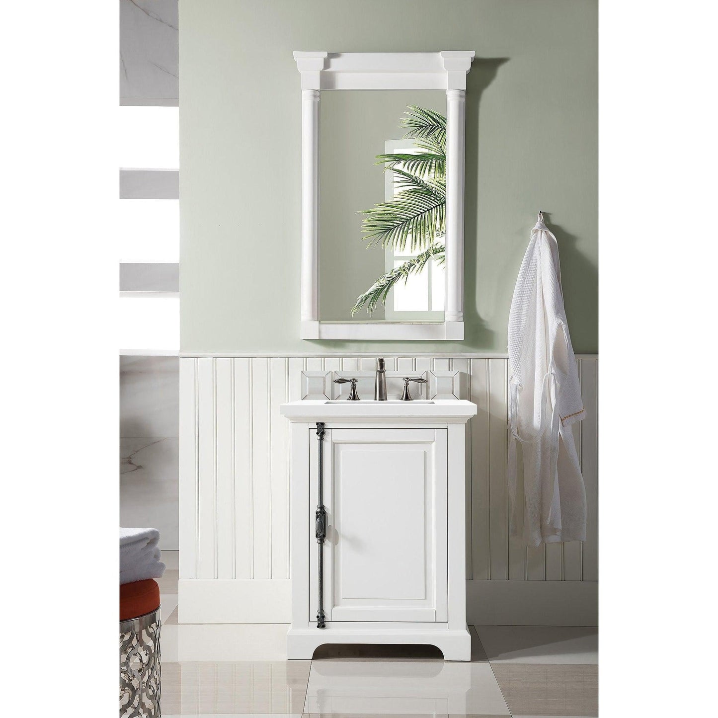 James Martin Vanities Providence 26" Bright White Single Vanity Cabinet With 3cm White Zeus Quartz Top